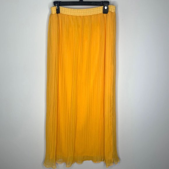 RESCALA Vintage Yellow Pleated Full Length Skirt OS - Picture 6 of 8